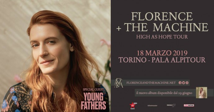 Florence + The Machine in concerto a Torino, PalaAlpitour - In apertura Young Fathers